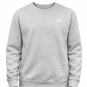 Nike Club Fleece Crewneck Sweatshirt Mens XL Heather Grey NWT Embroidered Logo